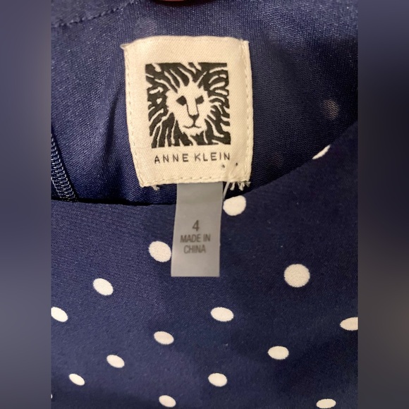 Anne Klein Polka Dot Midi Dress - Size 4 - Navy and White - New Without Tags - Picture 9 of 10